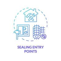 2D gradient sealing entry points icon, isolated vector, integrated pest management thin line illustration. vector