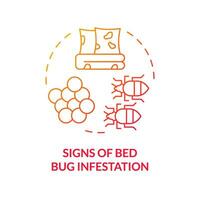 2D gradient signs of bed bug infestation icon, isolated vector, integrated pest management thin line illustration. vector