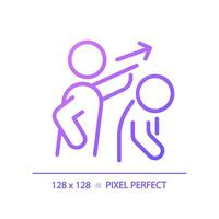 2D pixel perfect gradient banishment icon, isolated vector, thin line purple illustration representing psychology. vector