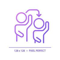 2D pixel perfect gradient imitation icon, isolated vector, thin line purple illustration representing psychology. vector