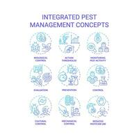 Collection of 2D gradient thin line icons representing integrated pest management, isolated vector, linear illustration. vector