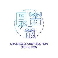 Charitable contribution deduction blue gradient concept icon. Special financial benefit. Fiscal policy. Easy to use in article. Round shape line illustration. Abstract idea. Graphic design vector