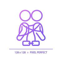 2D pixel perfect gradient codependency icon, isolated vector, thin line purple illustration representing psychology. vector