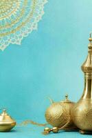 AI generated Eid Mubarak and Eid al adha Arabic Islamic background and banner Design. Pro Photo