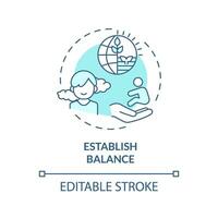 2D editable thin line icon establish balance concept, isolated monochromatic vector, blue illustration representing parenting children with health issues. vector
