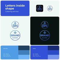 2d tienda de comestibles Tienda lineal logo con marca nombre. sencillo azul icono. visual identidad. editable adecuado para compras, negocio, supermercado, tienda de comestibles. vector