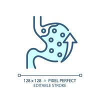 2D pixel perfect editable blue acid reflux icon, isolated monochromatic vector, thin line illustration representing metabolic health. vector