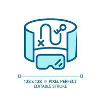 2D pixel perfect editable blue innovative device icon, isolated monochromatic vector, thin line illustration representing VR, AR and MR. vector