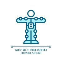 2D pixel perfect editable blue motion capture suit icon, isolated monochromatic vector, thin line illustration representing VR, AR and MR. vector