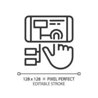 2D pixel perfect editable black augmented reality icon, isolated simple vector, thin line illustration representing VR, AR and MR. vector