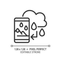 2D pixel perfect editable black augmented reality and weather forecast icon, isolated simple vector, thin line illustration representing VR, AR and MR. vector