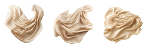 ai généré beige soie en tissu flottant sur transparent Contexte png