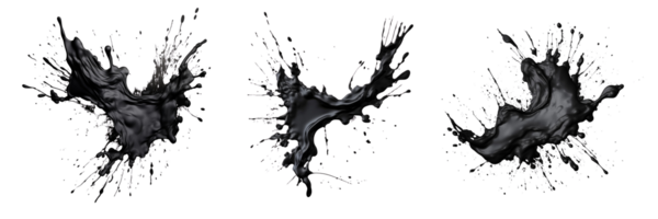 ai generado negro grunge tinta splat en transparente antecedentes png