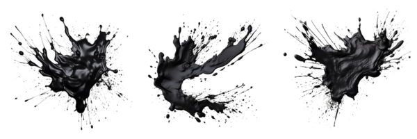 ai generiert schwarz Grunge Tinte splat auf transparent Hintergrund png