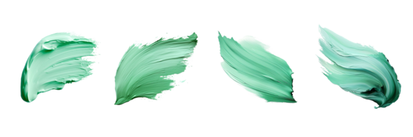 AI generated different green paint strokes on a transparent background png