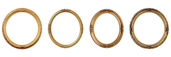 AI generated golden oval frames on transparent background png