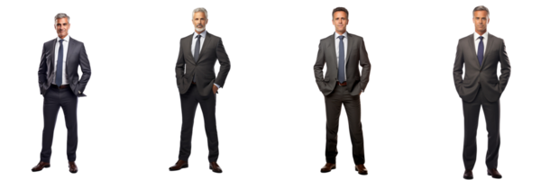 AI generated middle aged confident businessman full body on transparent background png