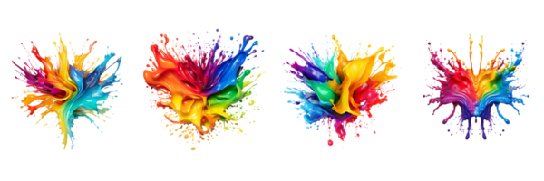 AI generated colorful paint splashes on transparent background png