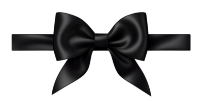 AI generated black ribbon with bow on transparent background png