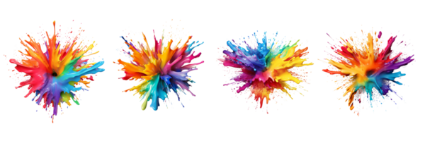 AI generated colorful paint splashes on transparent background png