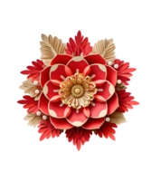 AI generated illustration of paper flower with chinese ornament ai generated png