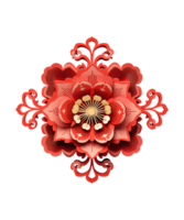 AI generated illustration of paper flower with chinese ornament ai generated png