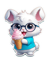AI generated Cute Baby Rabbit Stickers png