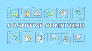 2D cognitive computing text with various thin line icons concept on green monochromatic background, editable vector illustration.