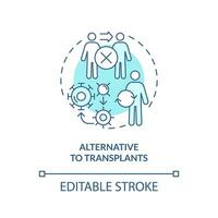 2D editable blue alternative to transplants icon, monochromatic isolated vector, thin line illustration representing cell therapy. vector