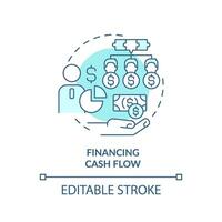 2D editable blue financing cash flow icon, monochromatic isolated vector, thin line illustration representing cash flow management. vector