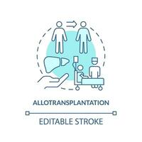 2D editable blue allotransplantation icon, monochromatic isolated vector, thin line illustration representing cell therapy. vector