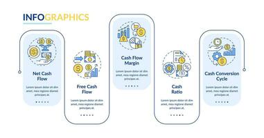 2D cash flow vector infographics template with colorful line icons, data visualization with 5 steps, process timeline chart.