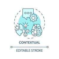 2D editable blue contextual icon, monochromatic isolated vector, thin line illustration representing cognitive computing. vector