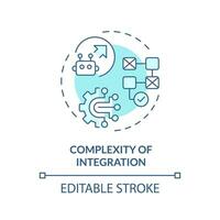 2d editable azul complejidad de integración icono, monocromo aislado vector, Delgado línea ilustración representando cognitivo informática. vector