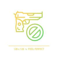 2d píxel Perfecto degradado pistola controlar icono, aislado vector, Delgado línea ilustración representando armas vector