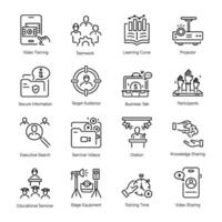 Online Seminars Icons in Line Style vector