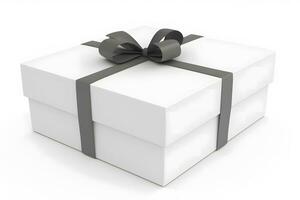 AI generated Gift box with ribbon and bow. Birthday celebration concept. Neural network AI generated photo