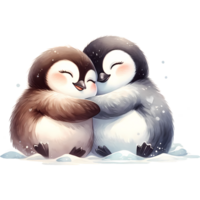 AI generated a loving couple of penguins on a white background Valentine's Day themes png