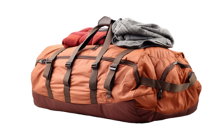 AI generated High-Quality Duffle Bag Packed for a Weekend Trip png