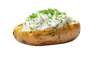 ai genererad välsmakande bakad potatis med krämig garnering på transparent bakgrund. png