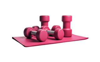 AI generated Dumbbells and Mat Artistry for Health On Transparent Background. png