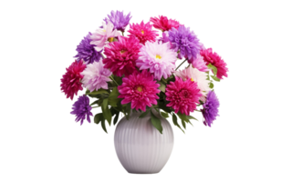 ai généré haute qualité aster fleur arrangement sur transparent Contexte. png