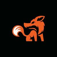 standing fox logo design, logotype element for template on black background. vector