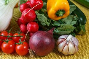 Assortment of fresh vegetables close up photo