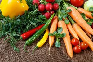 Still life with various fresh organic vegetables photo