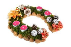 Advent wreath candles christmas on white background photo