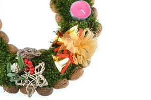 Advent wreath candles christmas on white background photo