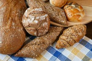 Group of different types of bread and bakery products photo