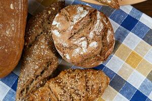 Group of different types of bread and bakery products photo