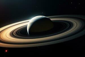 AI generated Image of a planet with rings in space. Planet Saturn. Generated by artificial intelligence photo
